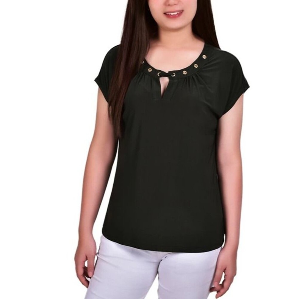 NY Collection Black Blouse Top